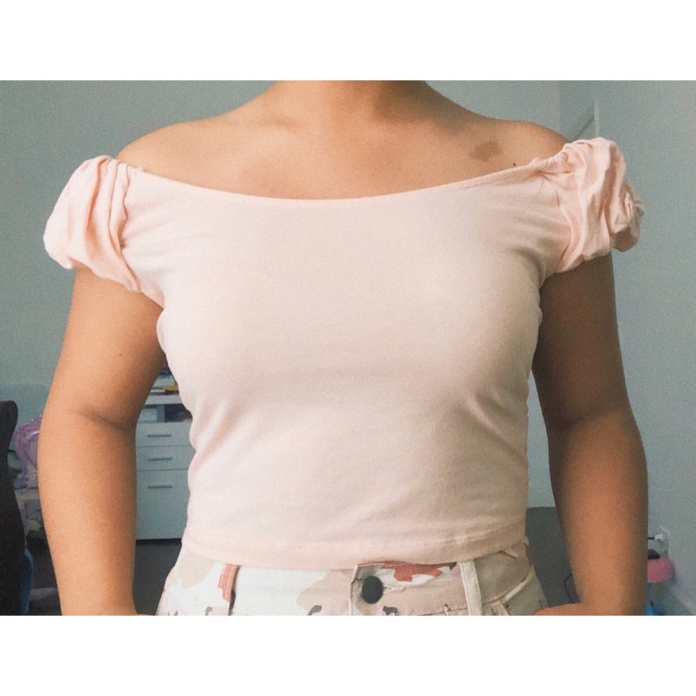 Forever 21: light pink off-the-shoulder crop top
